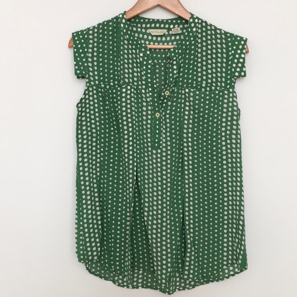 Anthropologie Green Spring Top Size M